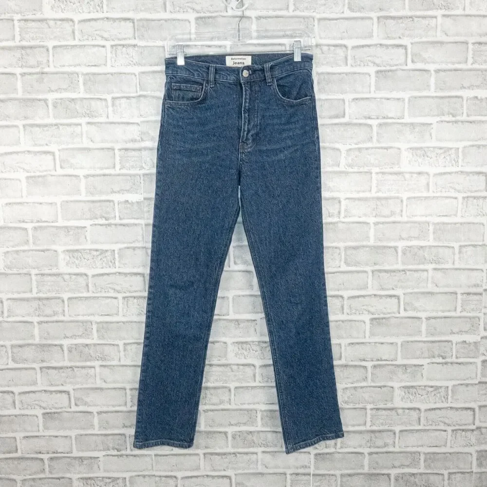 Reformation Women's Lisa High Rise Straight Leg Denim Jeans blue wash sz 26 - Picture 10 of 10